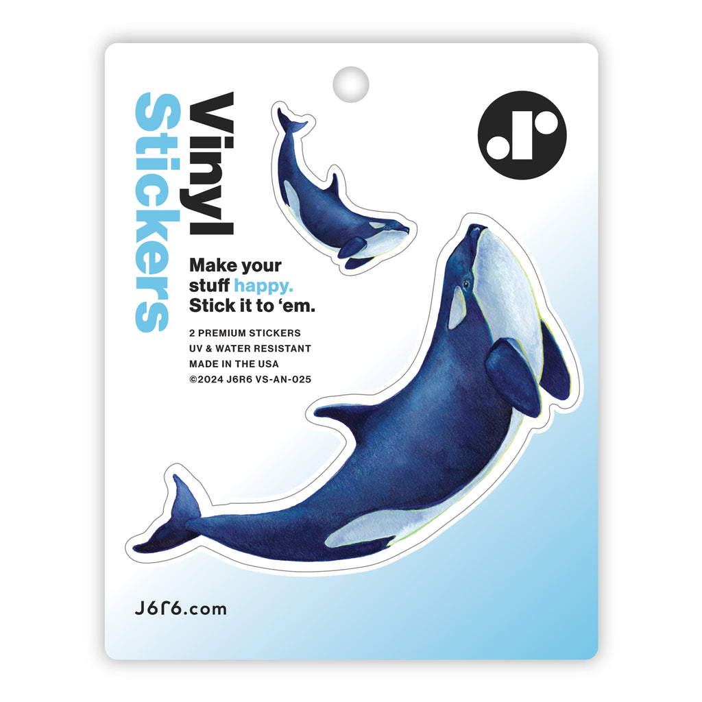 orca whale duo vinyl sticker sheet