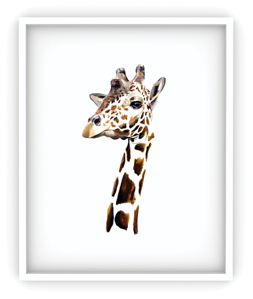 giraffe headshot framed art print