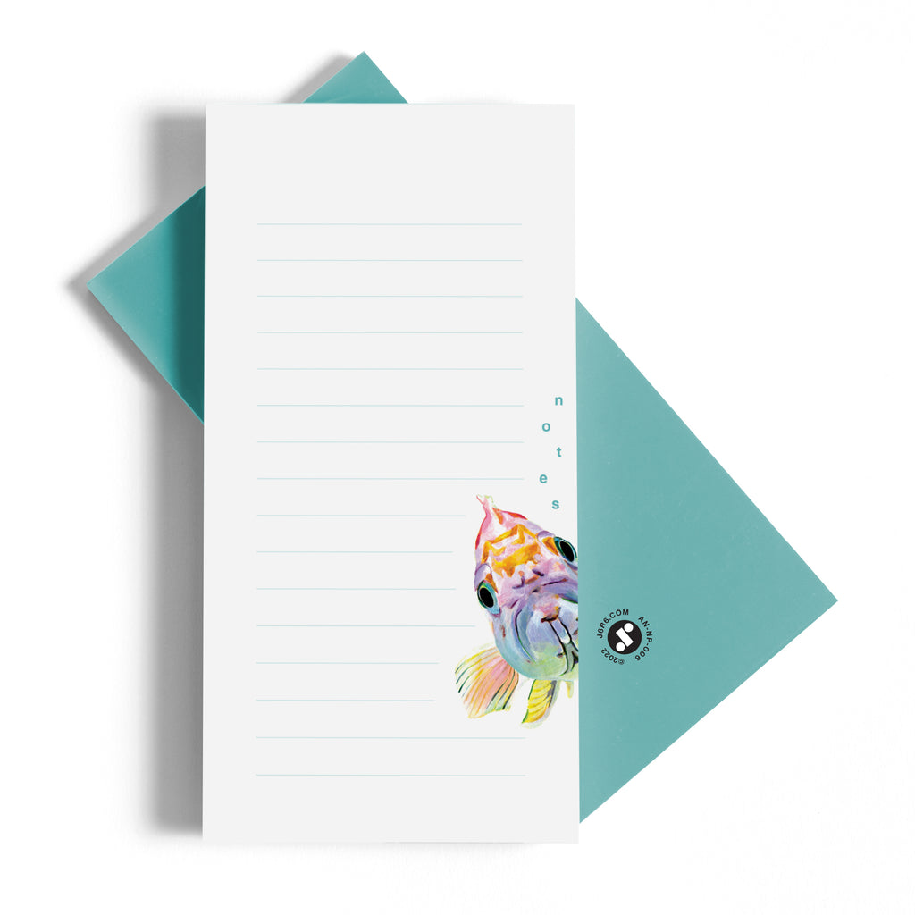 lined notepad with fish 