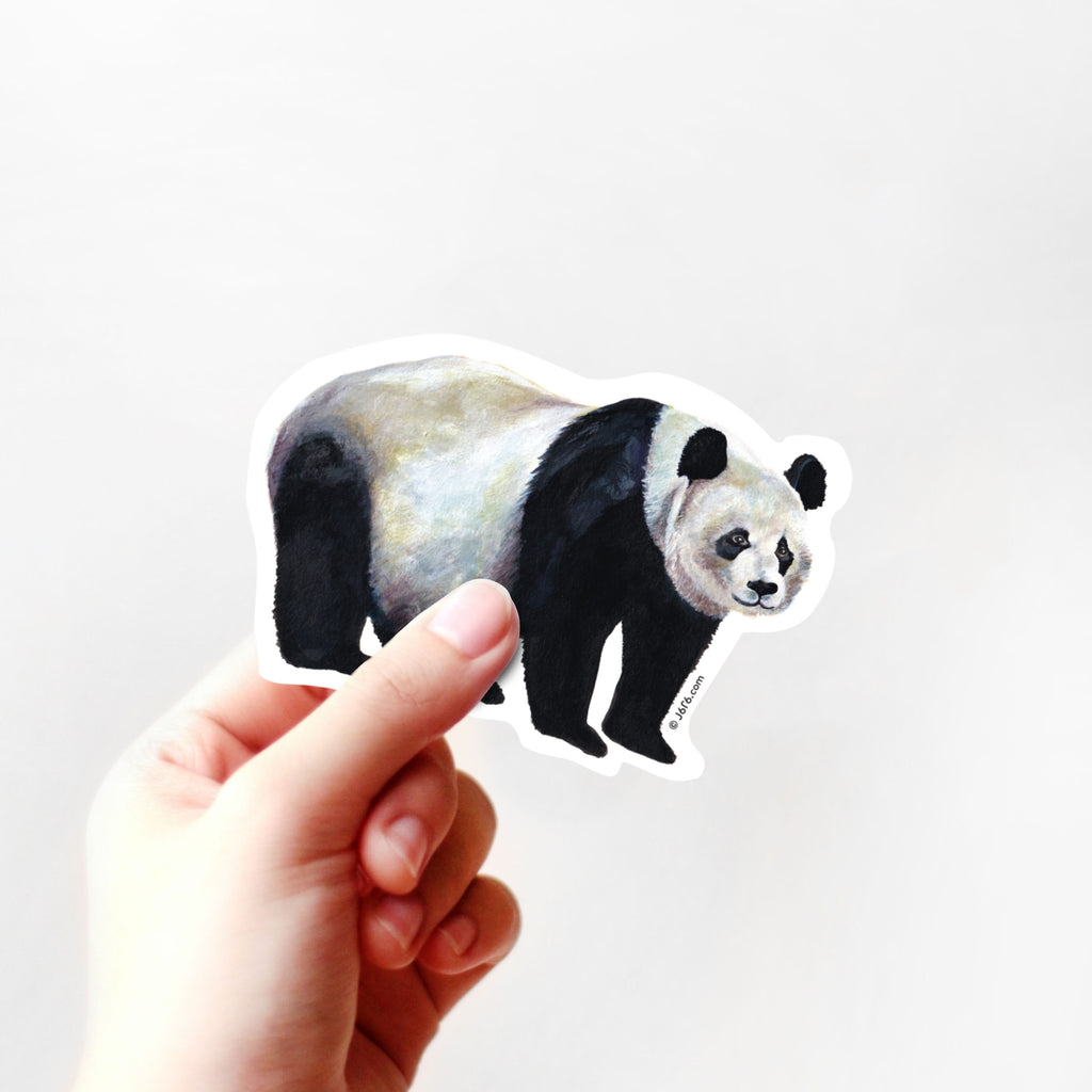 hand holding panda bear vinyl sticker
