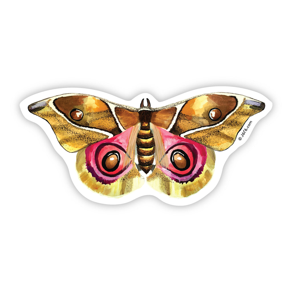 yellow and pink moth sticker by J6R6