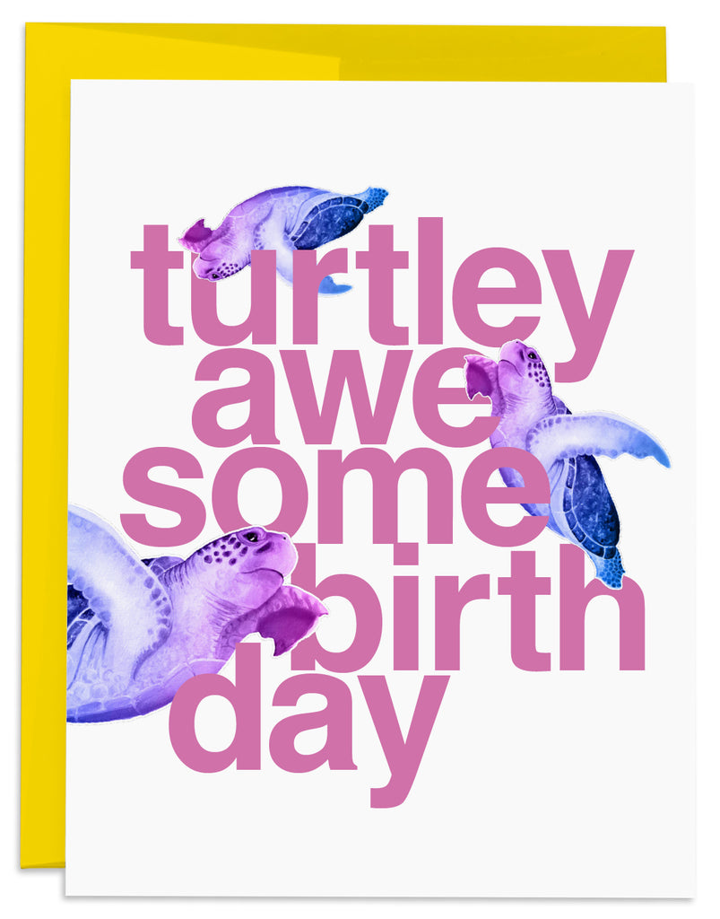 J6R6 Purple Sea Turtle Birthday Card Front