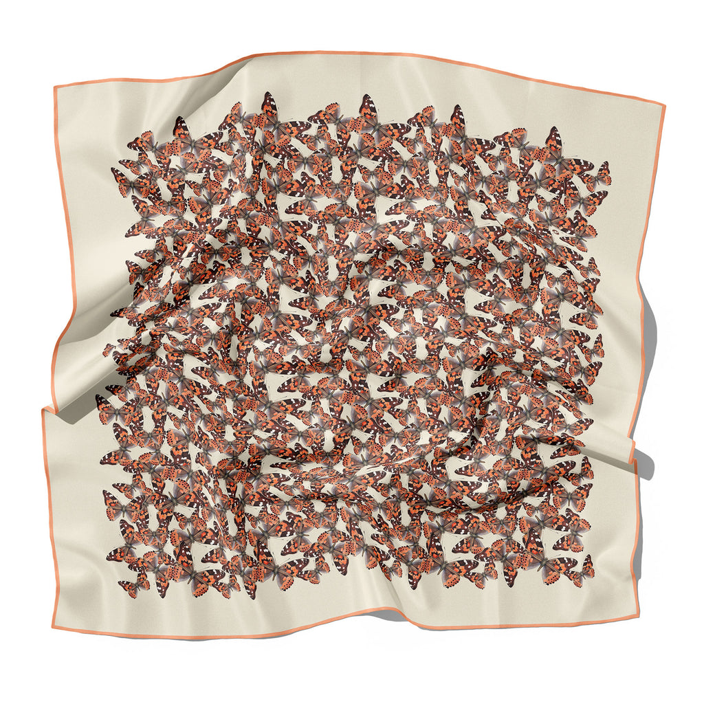 Peach and Beige Butterfly Scarf