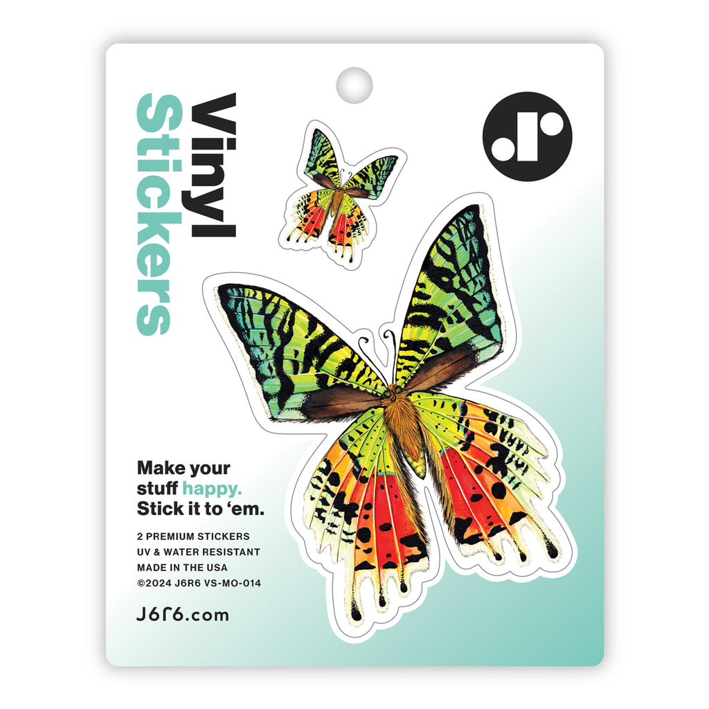 large and small sunset moth vinyl sticker duo sheet