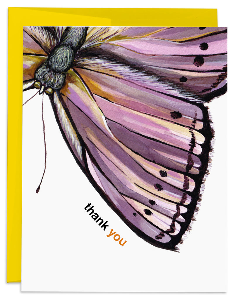 purple butterfly thank you card front