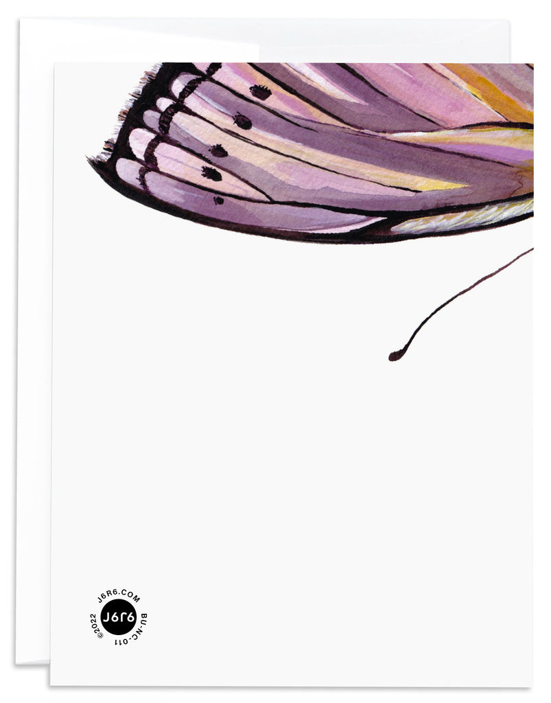 purple butterfly notecard back