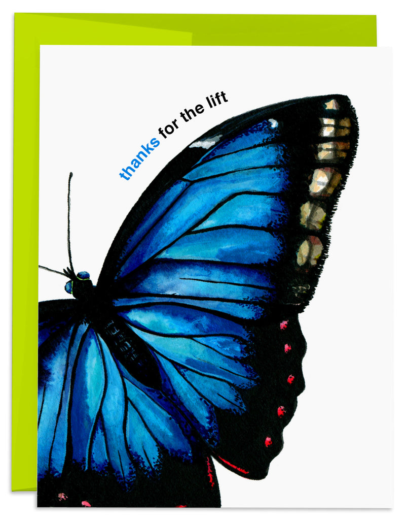 blue butterfly thank you card front