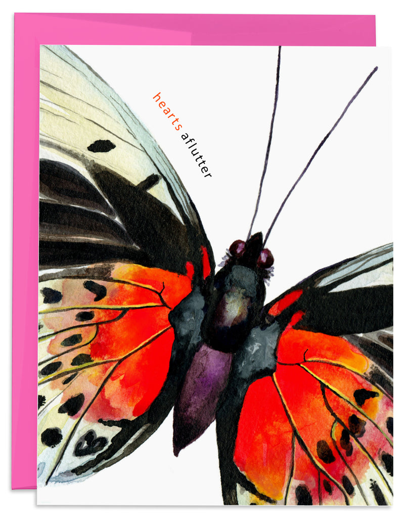 Butterfly Greeting Card with Pink Envelope Front