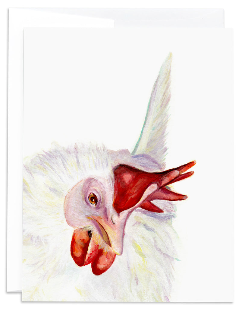 white chicken card front