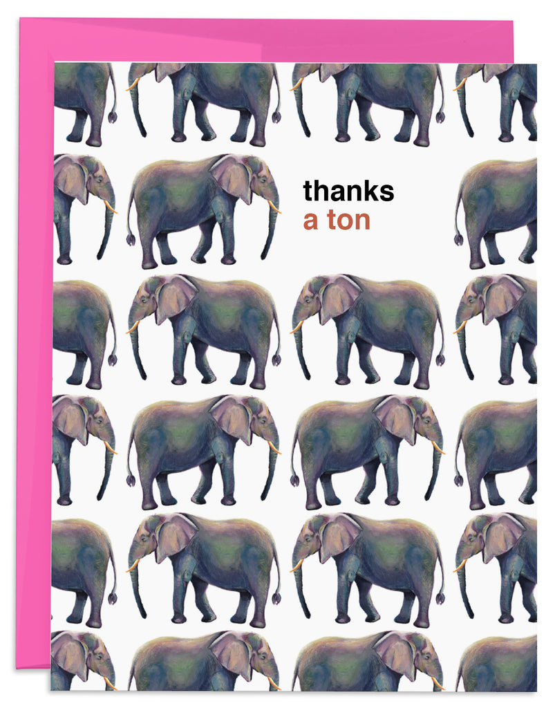 Elephant thanks a ton card