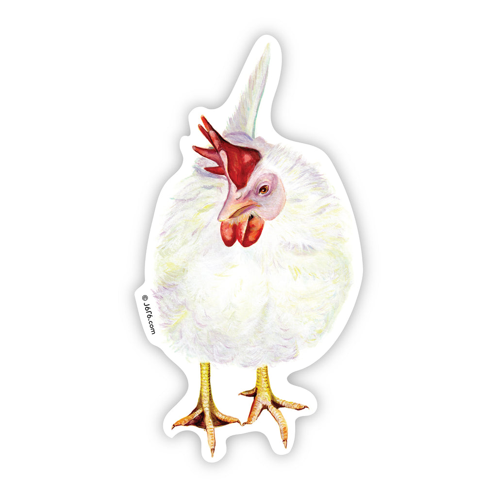 J6R6 white chicken vinyl sticker