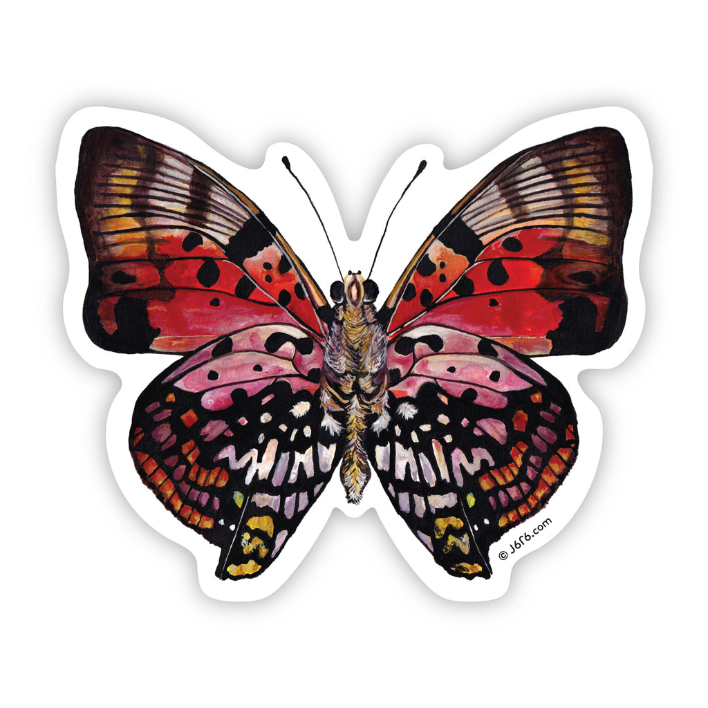 red butterfly vinyl sticker by J6R6