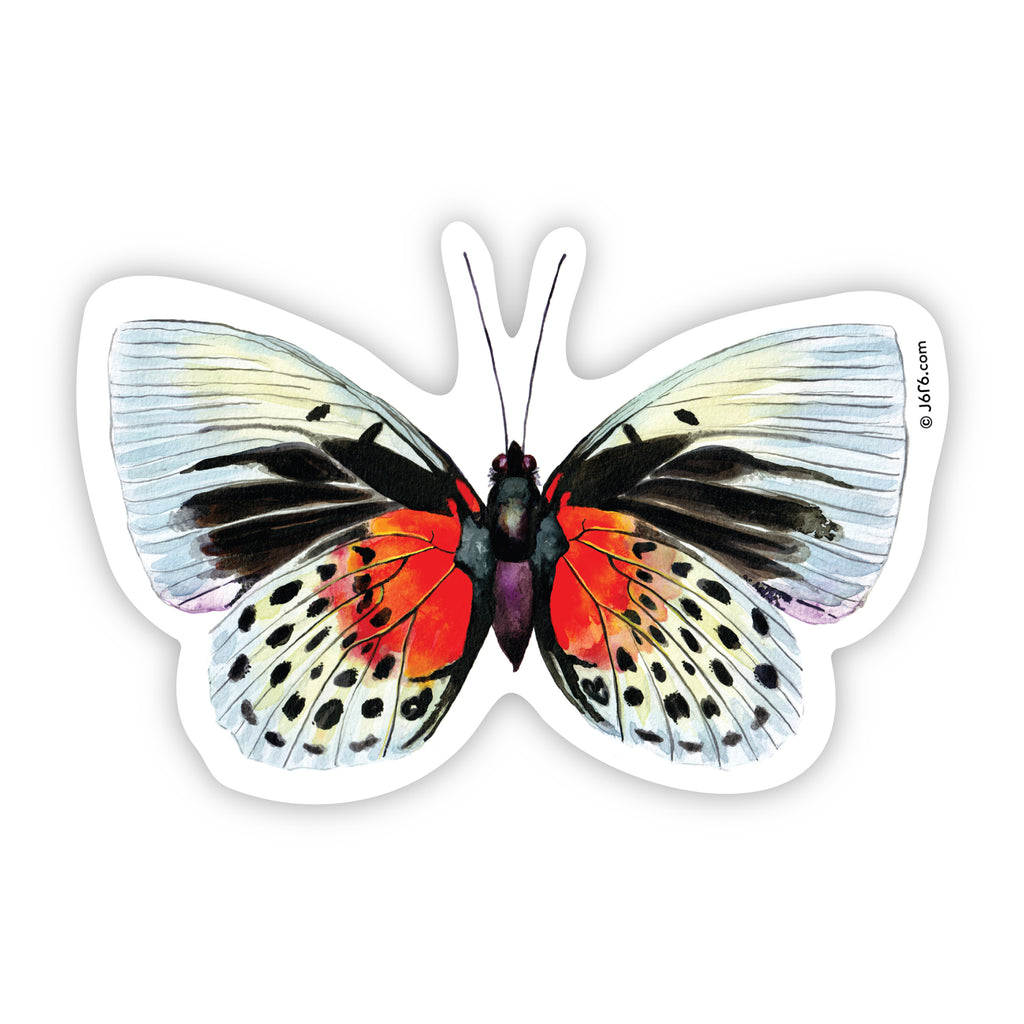 blue and red butterfly vinyl sticker by J6R6