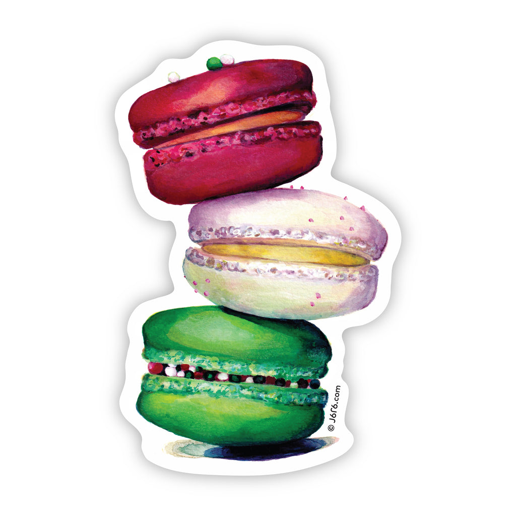 red, white, and green macaron vinyl sticker by J6R6