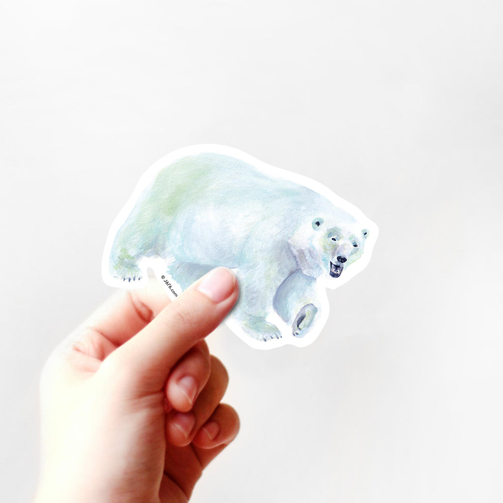 polar bear sticker in hand