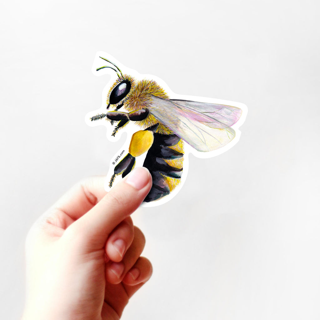 J6R6 Bee VInyl Sticker in Hand