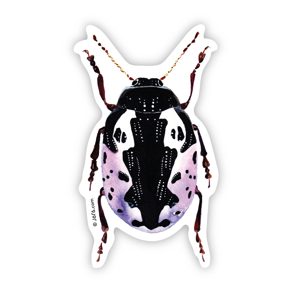 purple and black calligrapha beetle sticker by J6R6