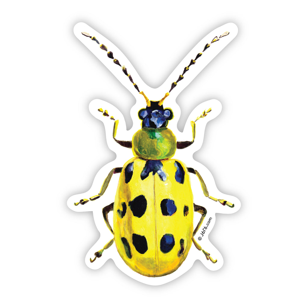 yellow cucumber beetle vinyl sticker by J6R6