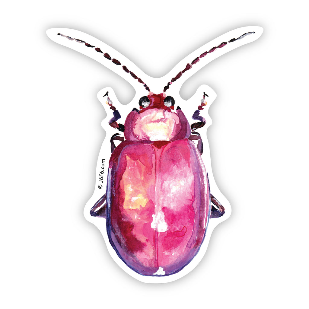 pink flea beetle vinyl sticker by J6R6