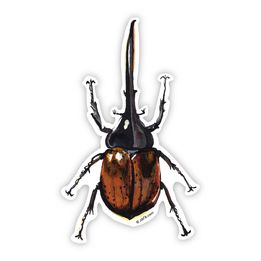 brown and black hercules beetle vinyl sticker by J6R6