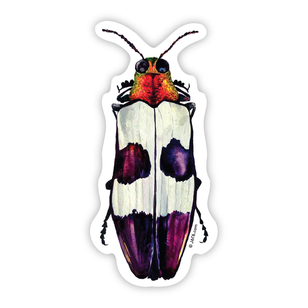 purple and pink jewel beetle vinyl sticker by J6R6