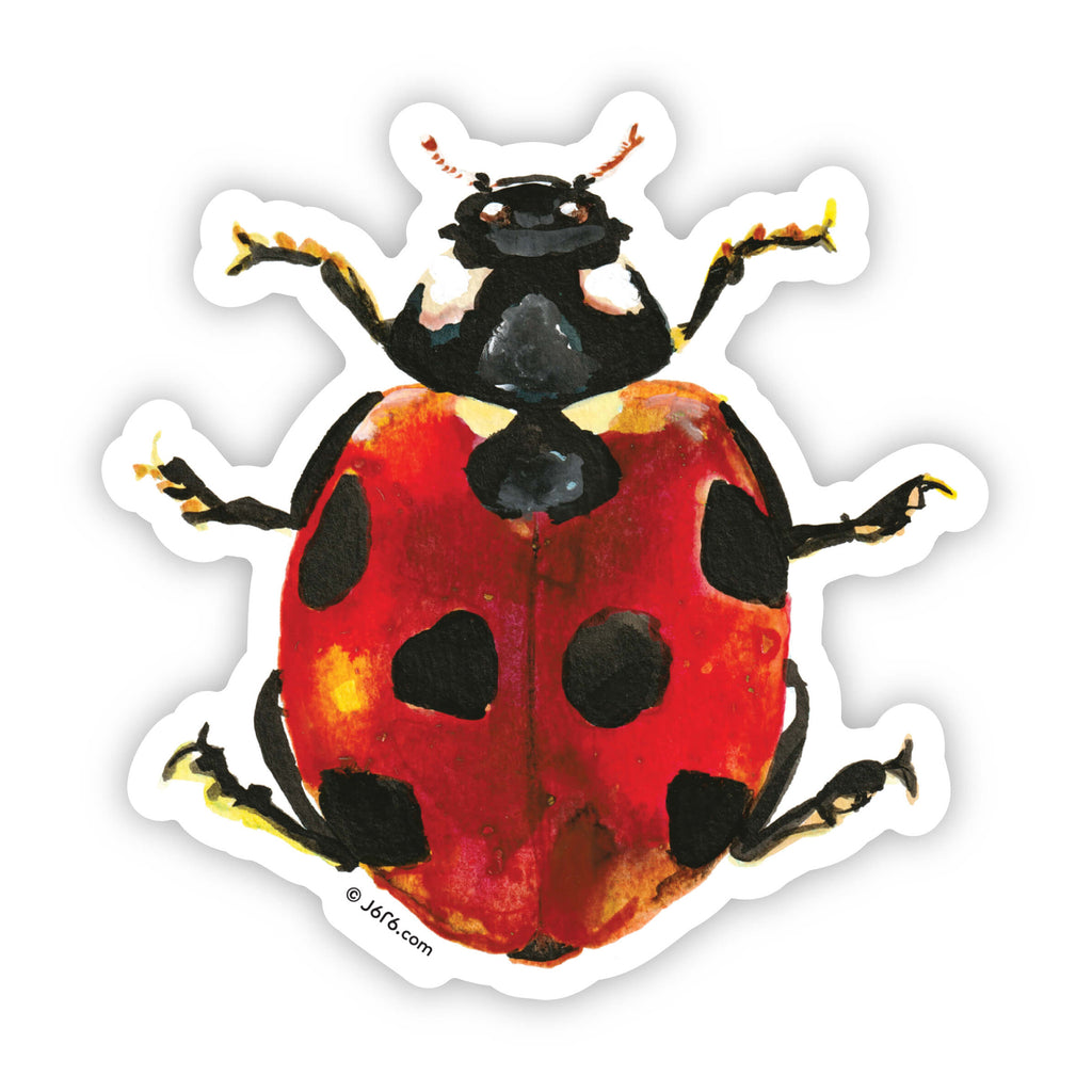 red ladybug vinyl sticker by J6R6