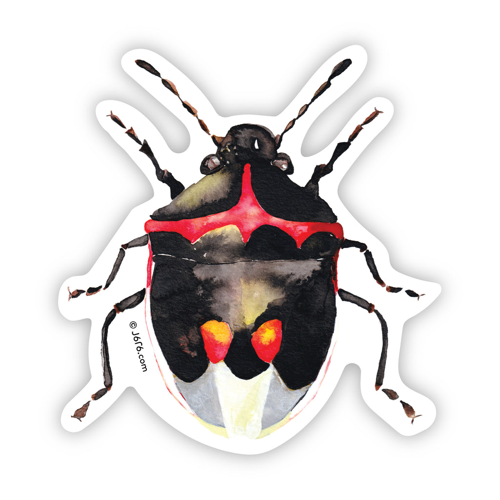 black and red stink bug sticker by J6R6