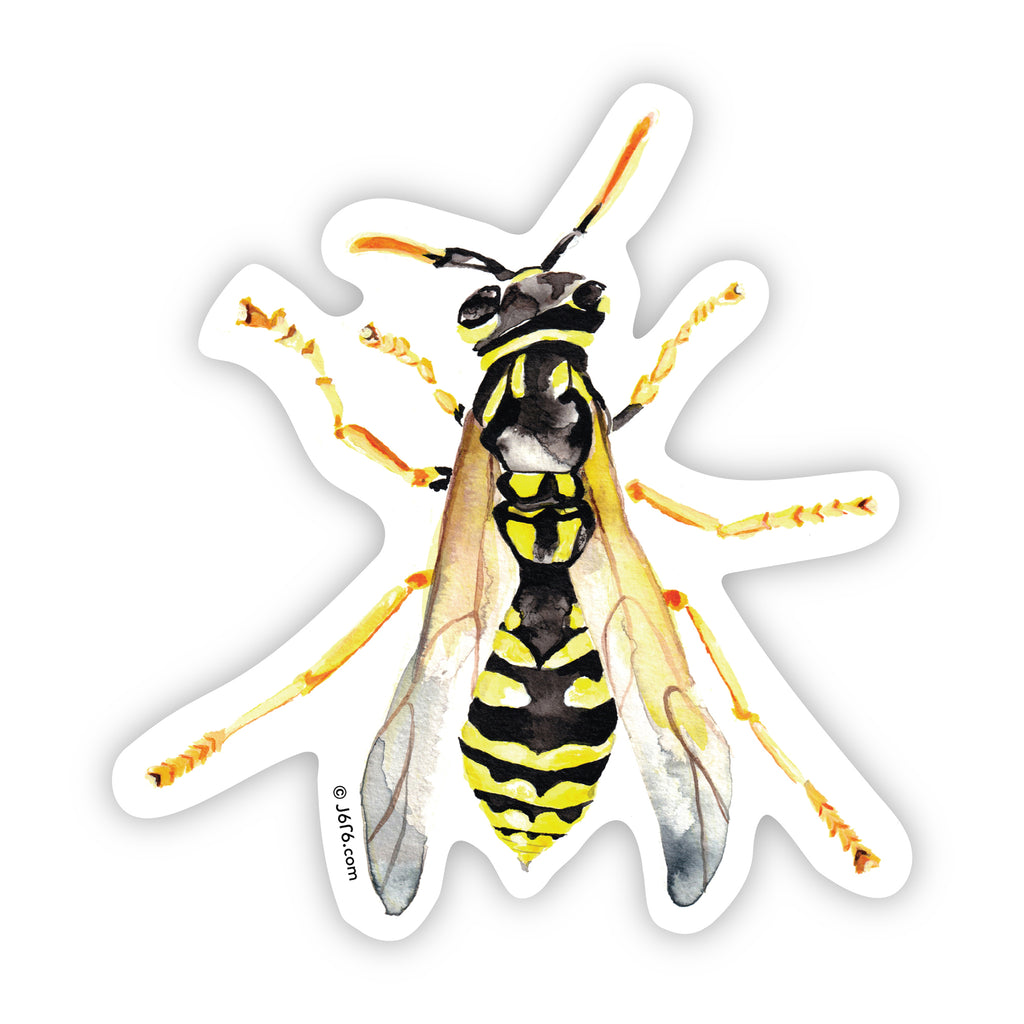 yellow and black wasp vinyl sticker by J6R6