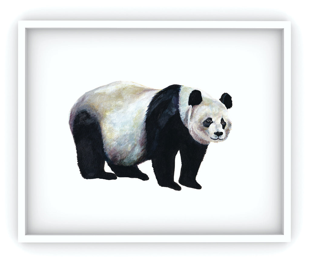 framed black and white panda bear art print