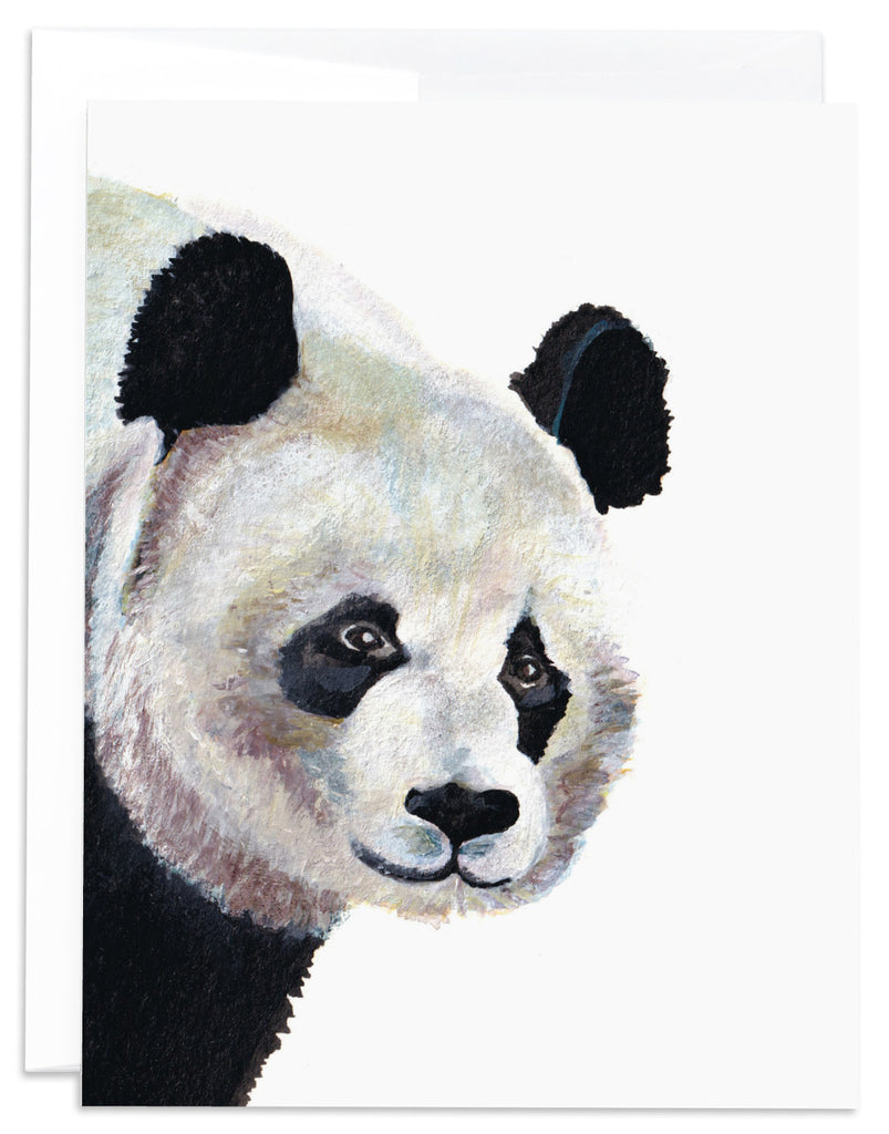 peeking panda bear notecard front