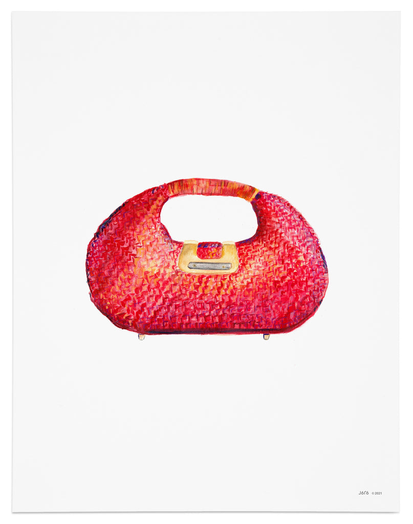 red purse watercolor art print